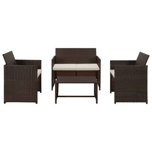 vidaXL Sofa Set Brown PE rattan + Powder-coated steel frame Standard