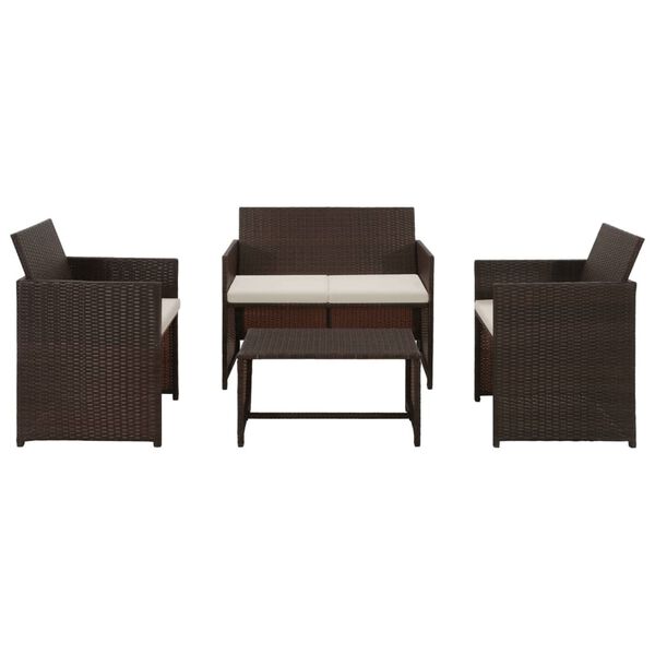 vidaXL Sofa Set Brown PE rattan + Powder-coated steel frame Standard