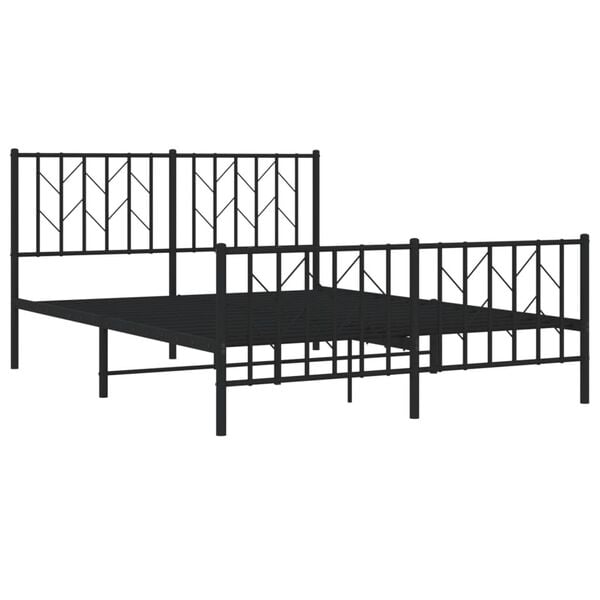 vidaXL Bed Frame Black Steel 53.1x74.8 in Double Bed Frame Rectangular