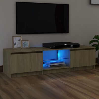 vidaXL TV Stand with LED Lights Sonoma Oak 55.1"x15.7"x14"