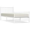 vidaXL Bed Frame White Powder-Coated Steel Single Bed Frame