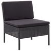 vidaXL Garden Lounge Set Black Poly Rattan, Powder-Coated Steel, Polyester
