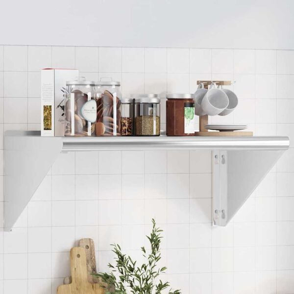vidaXL Wall Shelf Silver Stainless Steel 29.5x17.7x12.2 in Wall Shelf