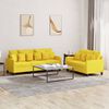 vidaXL Sofa Set Light Yellow 100% Polyester, Metal, Plywood, Foam