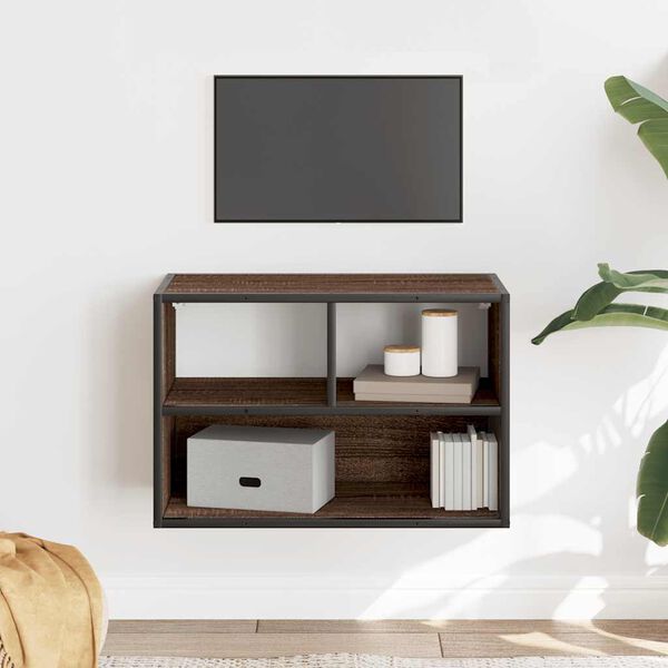 vidaXL TV Cabinet Brown Oak Engineered Wood, Metal Medium TV Cabinet