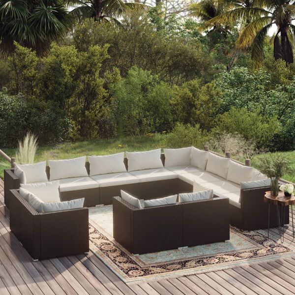 vidaXL Garden Lounge Set Black, Cream