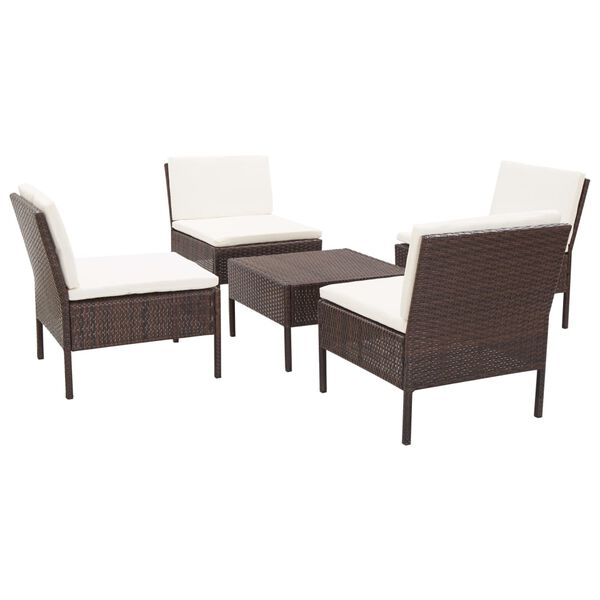 vidaXL Garden Sofa Set Brown PE Rattan 5-piece Modular Garden Sofa Set