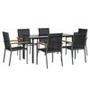 vidaXL 7 Piece Patio Dining Set Black Textilene and Steel