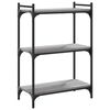 vidaXL Bookcase Grey Sonoma Engineered Wood and Metal 3-Tier