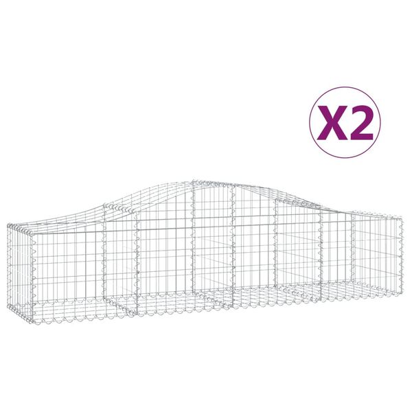 vidaXL Gabion Basket Set of 2 Silver Galvanized iron Medium