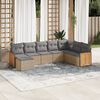 vidaXL Garden Sofa Set Beige PE rattan Large Modular Garden Sofa Set