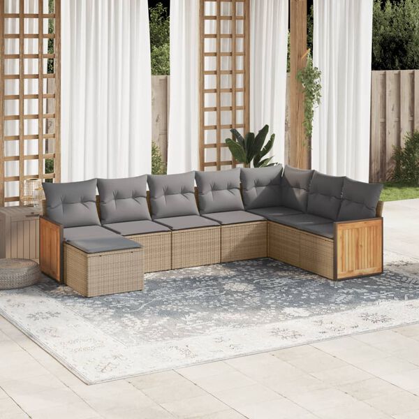vidaXL Garden Sofa Set Beige PE rattan Large Modular Garden Sofa Set