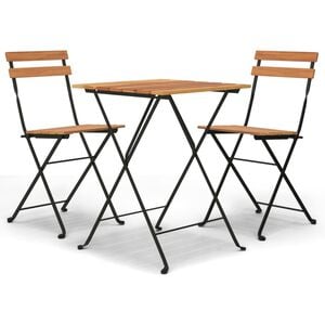 vidaXL Folding Bistro Set Teak Solid Teak Wood, Powder-Coated Steel Medium
