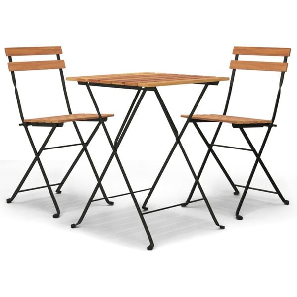 vidaXL Folding Bistro Set Teak Solid Teak Wood, Powder-Coated Steel Medium