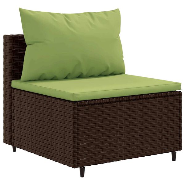 vidaXL Patio Lounge Set Set of 7 Brown Poly Rattan 8 Piece Set Modular