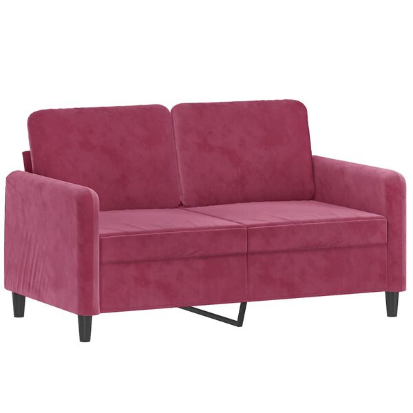 vidaXL Sofa Set Wine Red Velvet, Metal, Textilene, Plywood 2-Seater