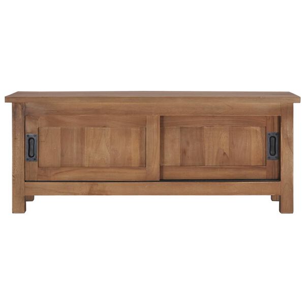 vidaXL TV Cabinet Natural Teak Solid Teak Wood Medium Teak TV Cabinet