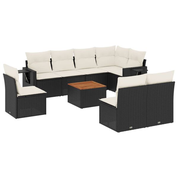 vidaXL Garden Sofa Set Black, Cream White