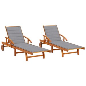 vidaXL Sun Lounger Brown Solid Acacia wood Large Height-Adjustable