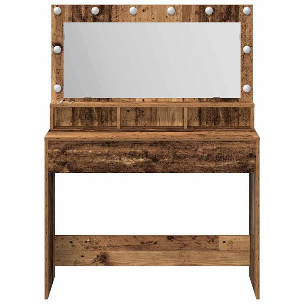 vidaXL Dressing Table with Shelf Old Wood 39.37 x 16.14 x 53.15 in