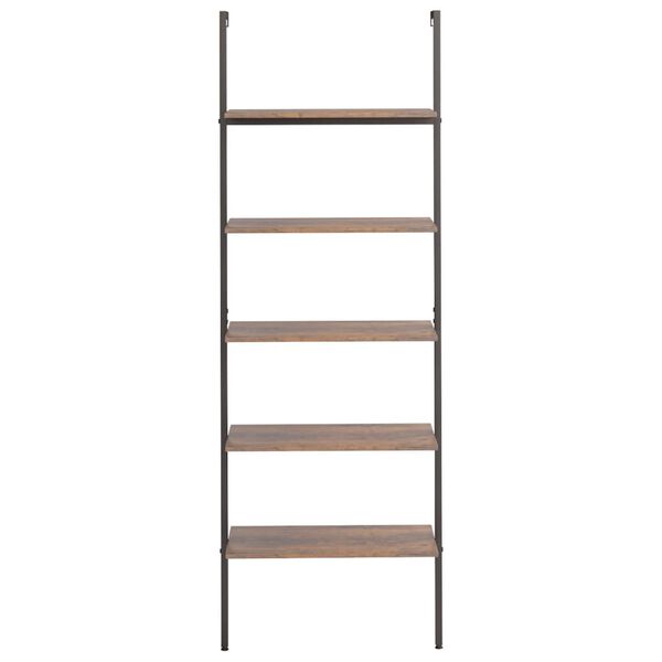 vidaXL Leaning Shelf Dark Brown and Black Engineered Wood, Steel Medium