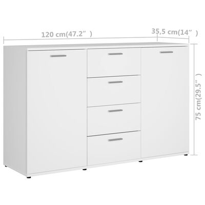 vidaXL Sideboard White 47.2"x14"x29.5" Engineered Wood