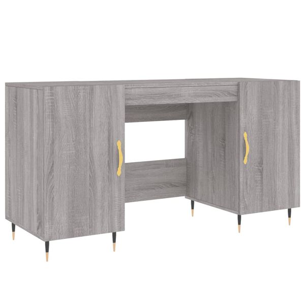 vidaXL Desk Grey sonoma Engineered wood, iron, aluminum alloy
