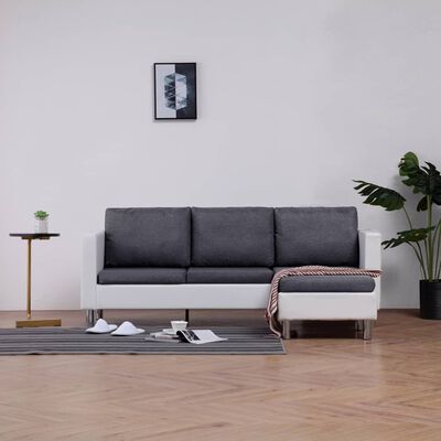 vidaXL 3-Seater Sofa with Cushions White Faux Leather
