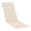 vidaXL Sun Lounger Cream Cushion, Natural Wood