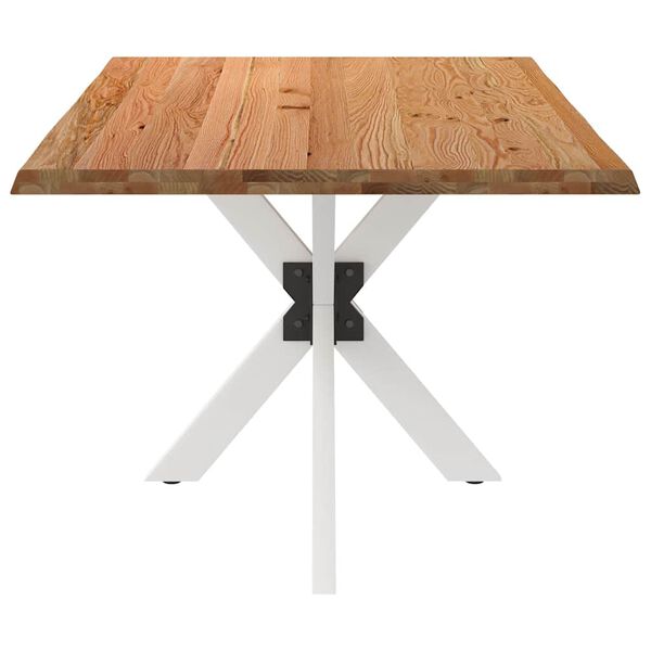 vidaXL Dining Table Light Brown Solid Oak Wood Large Adjustable Feet