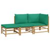vidaXL Garden Lounge Set Green Cushions, Natural Bamboo Bamboo Three-Piece
