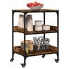 vidaXL Kitchen Trolley Smoked Oak 23.6"x16.1"x31.7" Engineered Wood
