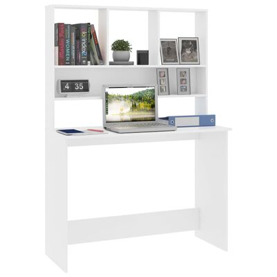 vidaXL Desk with Shelves White 43.3"x17.7"x61.8" Engineered Wood