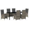 vidaXL Garden Dining Set with Cushion 7 pcs Grey Poly Rattan