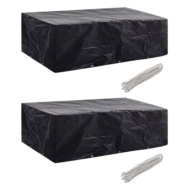 vidaXL Garden Furniture Cover Set of 2 Black Polyethylene Large
