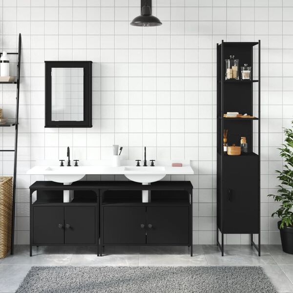 vidaXL Bathroom Furniture Set Black