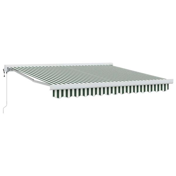 vidaXL Retractable Awning Manual Green and white 137.80" x 98.43