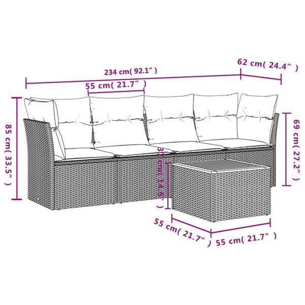 vidaXL Garden Sofa Set Black PE rattan Large Modular Garden Sofa Set