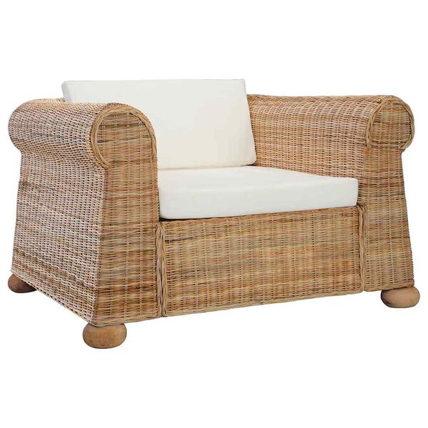 vidaXL Armchair Natural Rattan Large Removable Covers Armchair