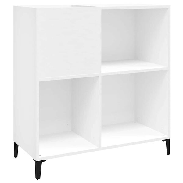 vidaXL Record Cabinet White Engineered wood, metal Medium