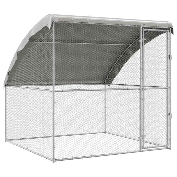 vidaXL Chicken Cage Silver 6.56 x 6.56 x 6.56 ft Galvanised Steel