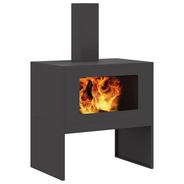 vidaXL Fire Pit Black 23.62 x 15.75 x 37.80 in Steel