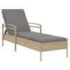 vidaXL Sun Lounger Beige PE rattan Standard Multi-Position Backrest