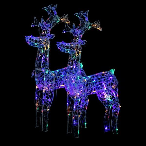 vidaXL Reindeer Christmas Decoration Set of 2 Multicolour Acrylic