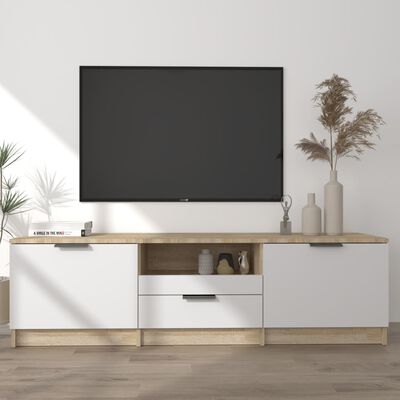vidaXL TV Cabinet White and Sonoma Oak 55.1"x13.8"x15.7" Engineered Wood