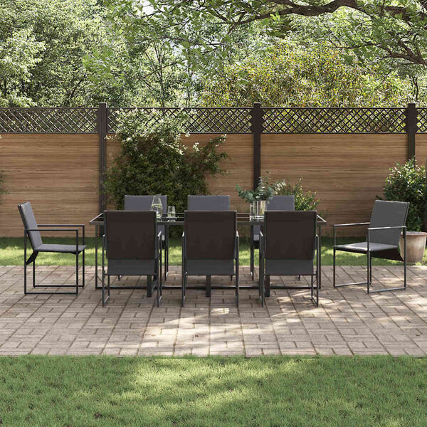 vidaXL Garden Dining Set 9 pcs Black Steel