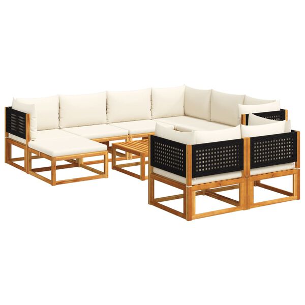 vidaXL Garden Sofa Set Black Solid acacia wood Modular Garden Sofa Set