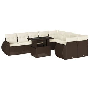 vidaXL Garden Sofa Set Brown, Cream White