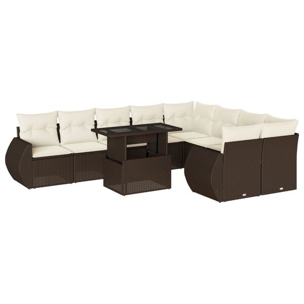 vidaXL Garden Sofa Set Brown, Cream White