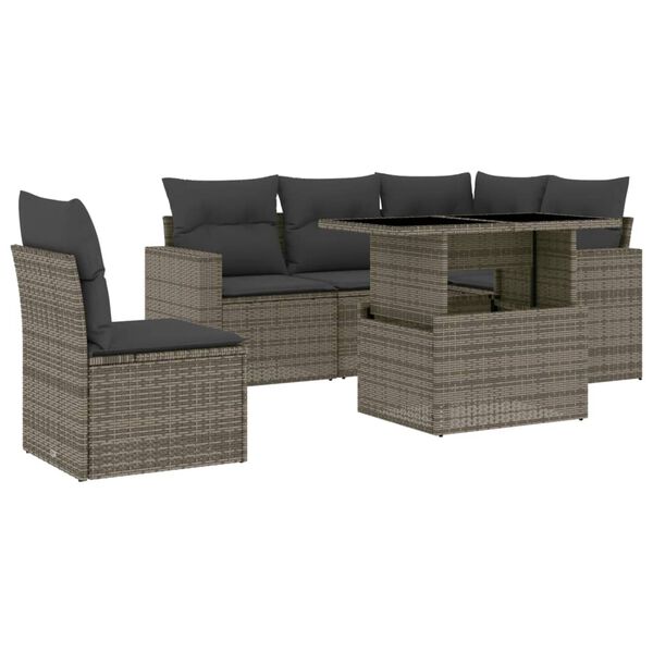 vidaXL Garden Sofa Set Grey PE rattan Fits 5 people Adjustable Armrests